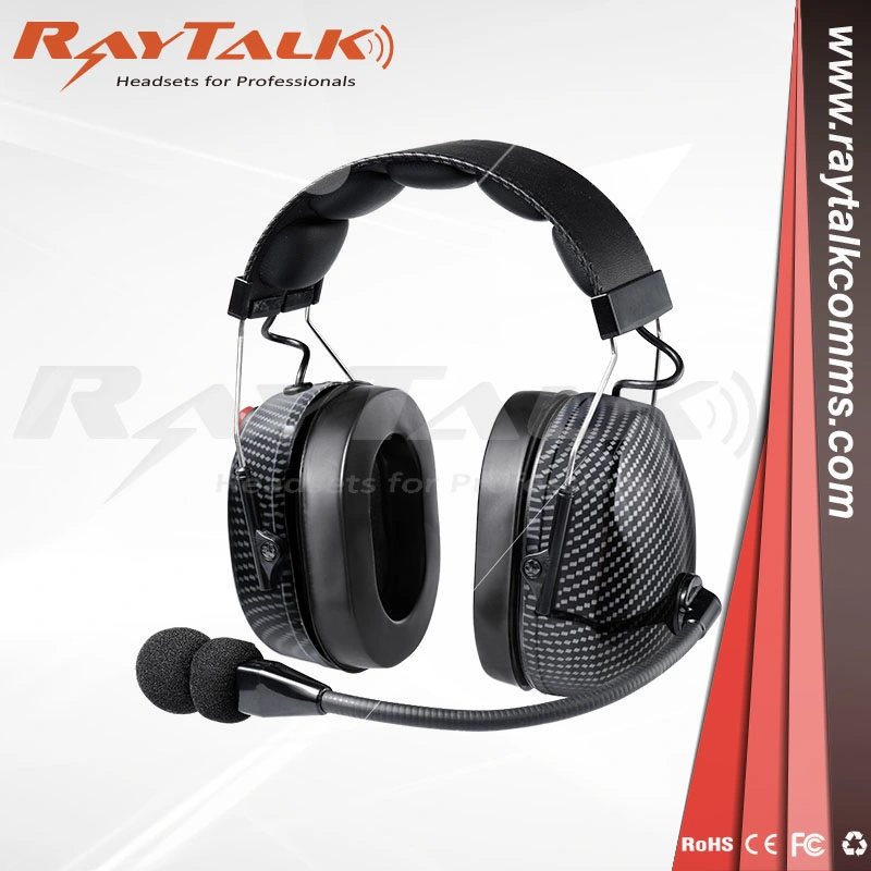 Raytalk Upgraded Premium Carbon Fiber Noise Cancelling Headset with 4 Ptt Buttons and 2 XLR 5 Pin Jack for Two Way Radios Ran-3000q/CF Headset