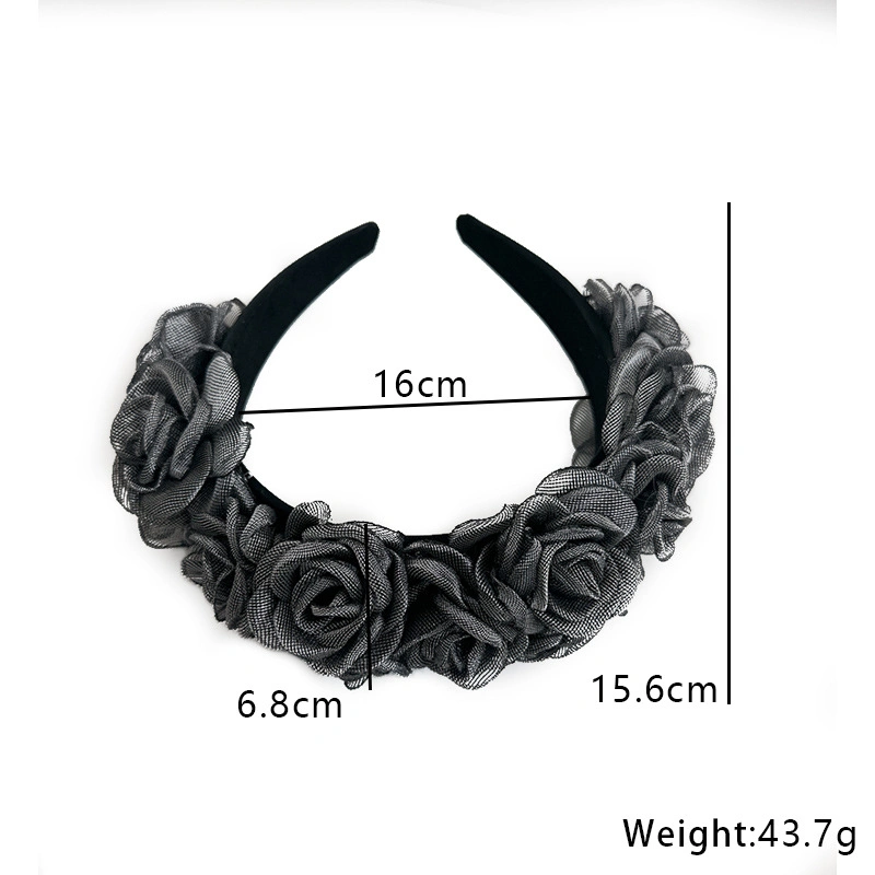 Customized Handmade Gauze Flower Headband Elegant Women Hair Accessories