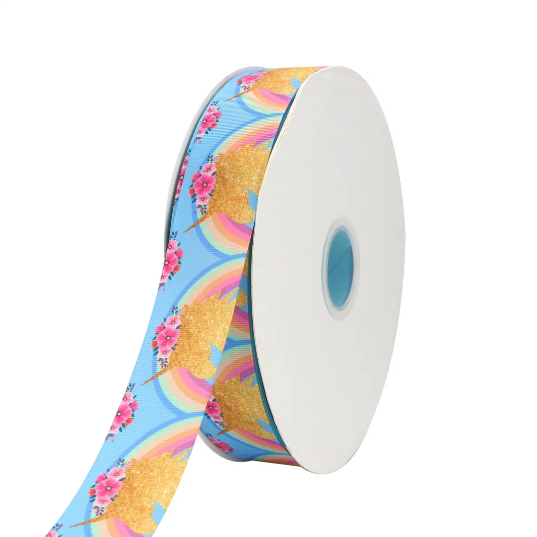 Factory Unicorn Cartoon Digital Hot Turn Thread Tape Printing Wholesale Handmade Jewelry Material Ribbon Decorative Hair Accessories