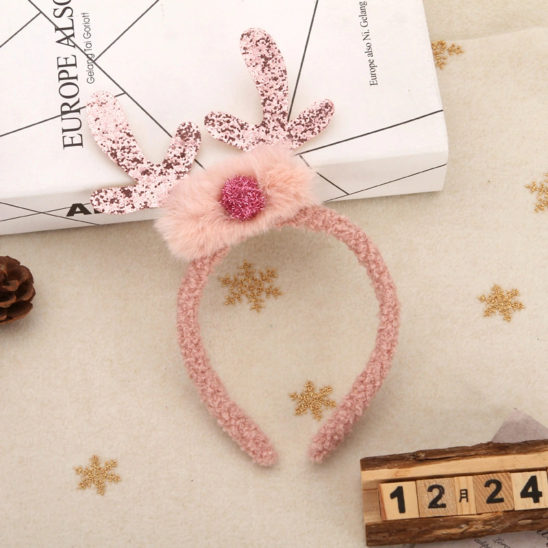 Christmas Deer Festival Children Cute Colorful Antlers Plush Holiday Photo Hair Accessories Headband