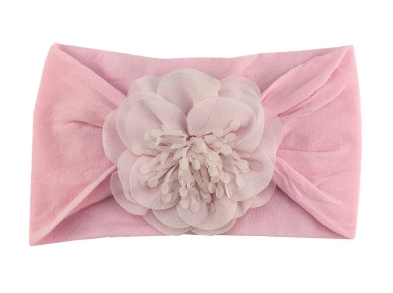 Children&prime;s Nylon Headband Baby Soft Fabric Flower Wide Headband