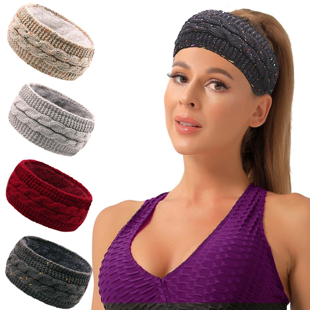 New Winter Plus Velvet Hair Accessories Woolen Knitted Hairbands Warm Sports Headbands