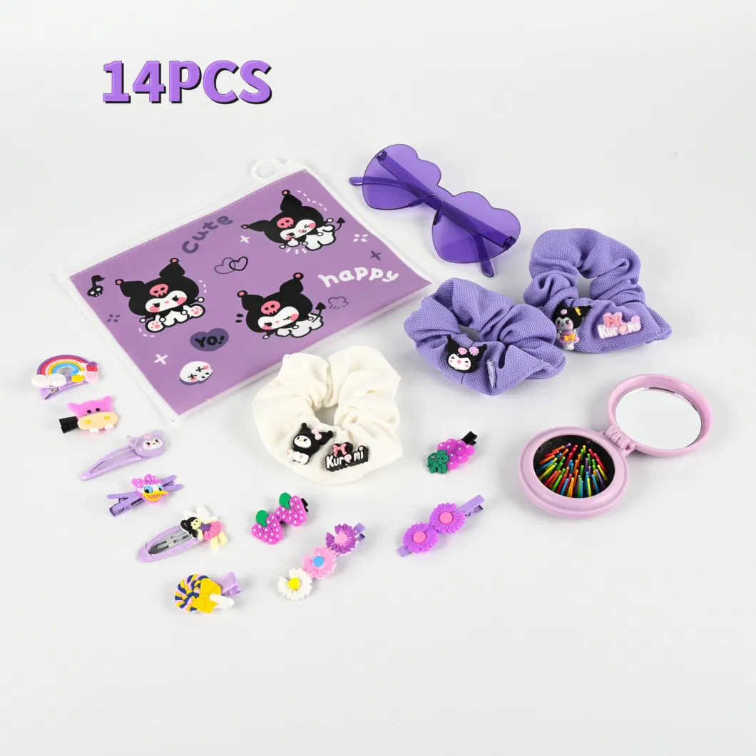 Purple 14PCS/Set Kids Hair Accessories Cute Gift Bow Hair Band