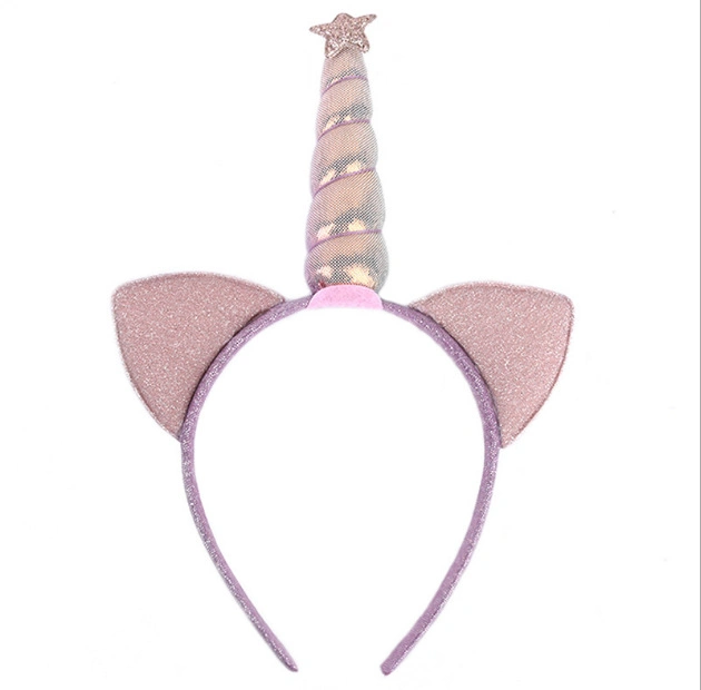 Wholesale Kids Girls Pink Unicorn Cat Ear Shining Party Headband