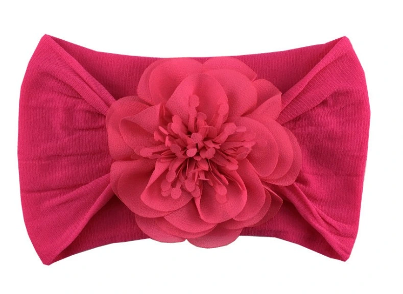 Children&prime;s Nylon Headband Baby Soft Fabric Flower Wide Headband