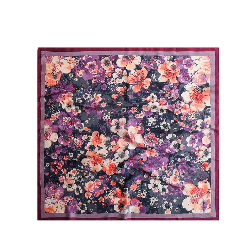 Floral Hair Wrapping Fashion Soft Silk Feeling Neck Scarf for Women