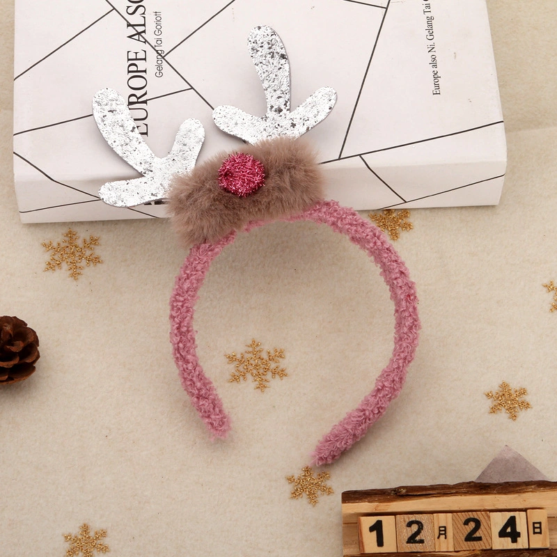 Christmas Deer Festival Children Cute Colorful Antlers Plush Holiday Photo Hair Accessories Headband