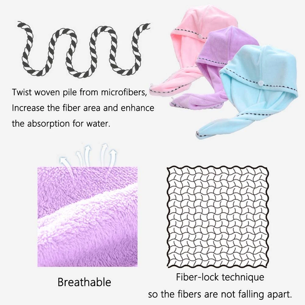 2021 New Household Super Soft Coral Fleece Fabric Hair Wrap Turban Microfiber Towel for Girl Women