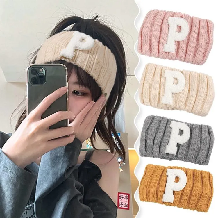 Fashion Warm Crochet Colorful Knitted Winter Headband Logo Winter Turban Headbands Women with Letter