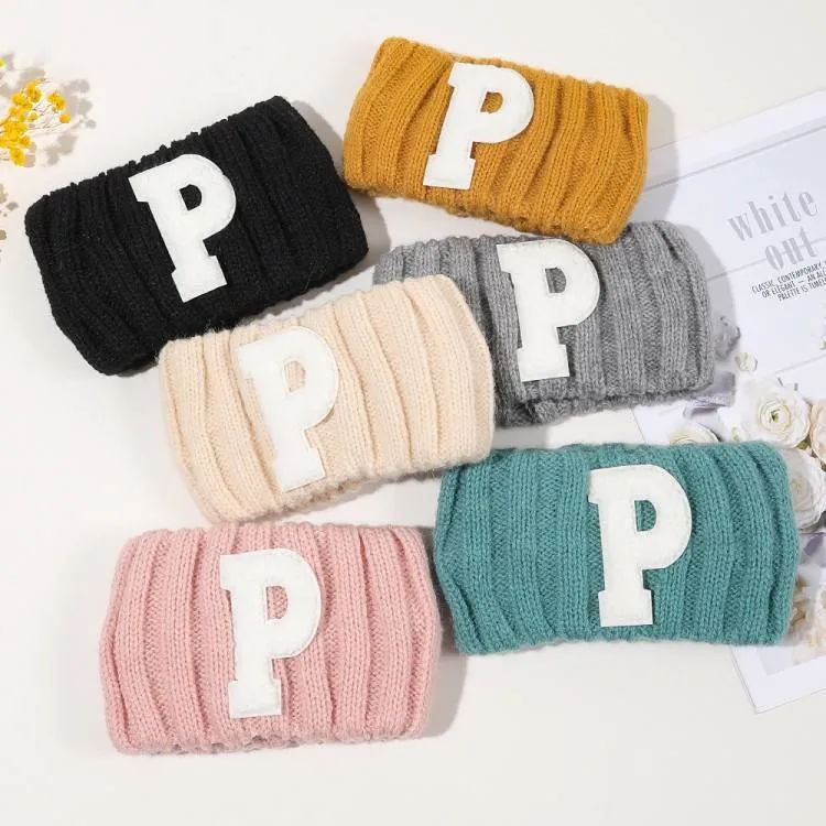 Fashion Warm Crochet Colorful Knitted Winter Headband Logo Winter Turban Headbands Women with Letter