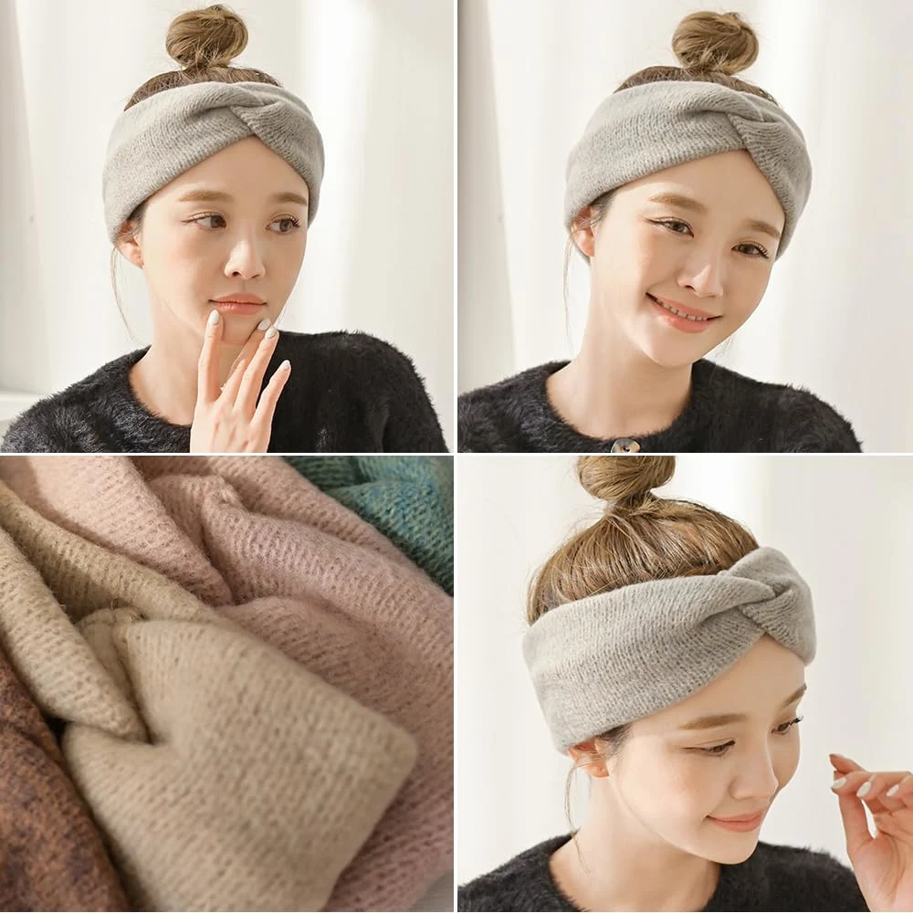 Cross-Border Wide Edge Knitted Wool Elastic Warm Cross Fashion Versatile Headband