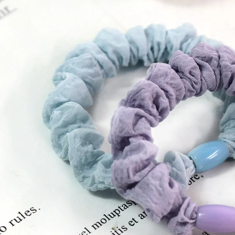 Summer Lady Girls Hair Scrunchies Custom Bead Elastic Hair Band