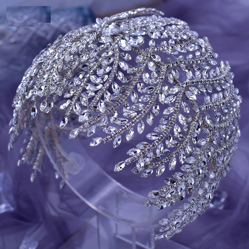 Yp129 Bridal Wedding Accessory Rhinestone Versatile Headband Wide-Brimmed Headdress