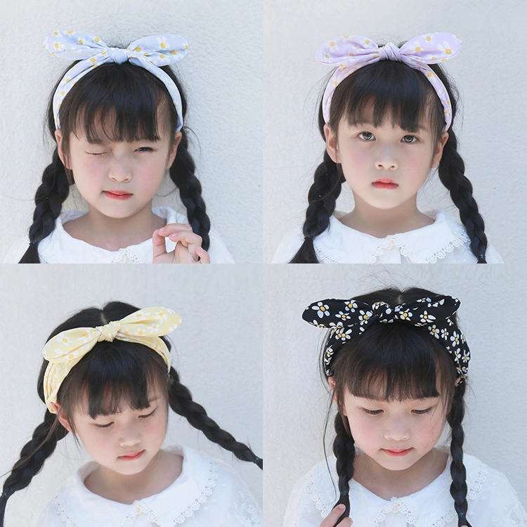 Manufacturer Wholesale Small Daisy Bow Headband Children&prime;s Small Fresh Korean Headband Cute Girl Knotted Headband