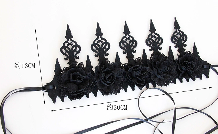 Wholesale Women&prime;s Headbands for Girls Hair Accessories Gothic Black Crown Halloween Witch Makeup Masquerade Party