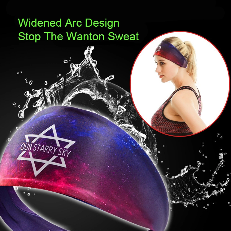 Sports Headband Ladies Fitness Dance Yoga Hair Band Badminton Sweat-Absorbing Band Antiperspirant Widened Printed Head Scarf