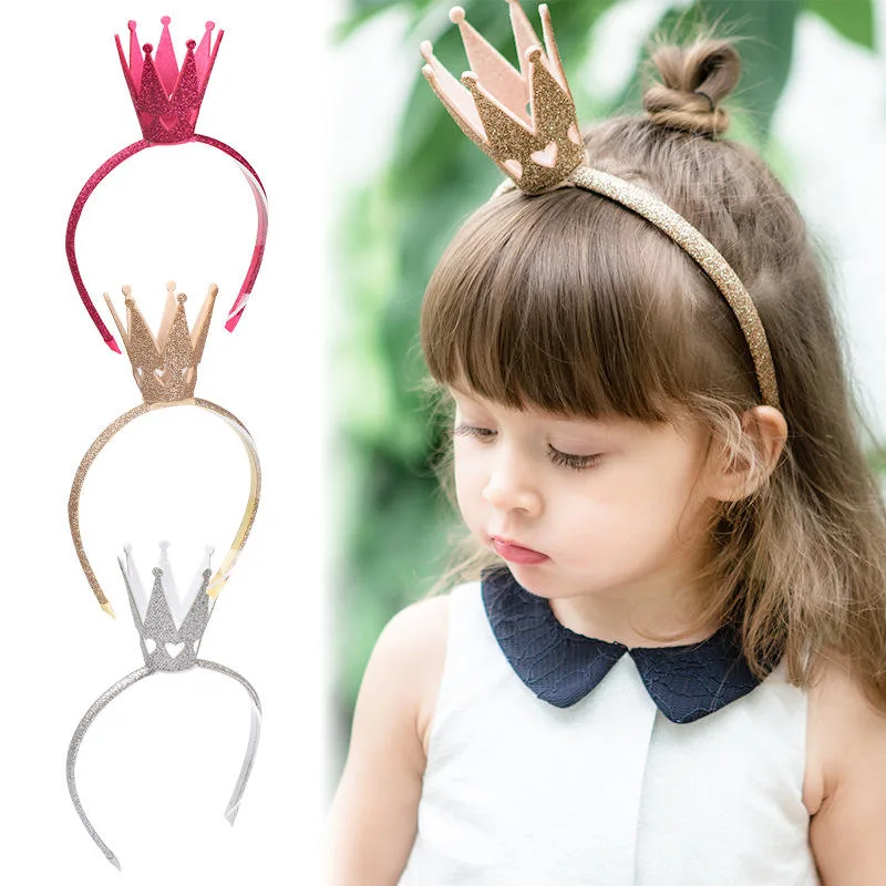 Girls Shiny Crown Hair Hoop Headwear Photo Props Sweet Hairband Cute Headbands for Wedding