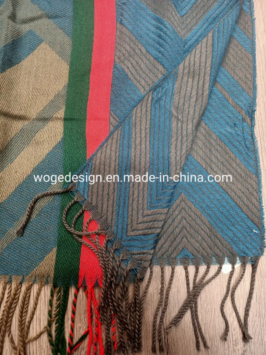 New Designer European Style Modern Jacquard Zigzag Geometrical Long Winter Shawl