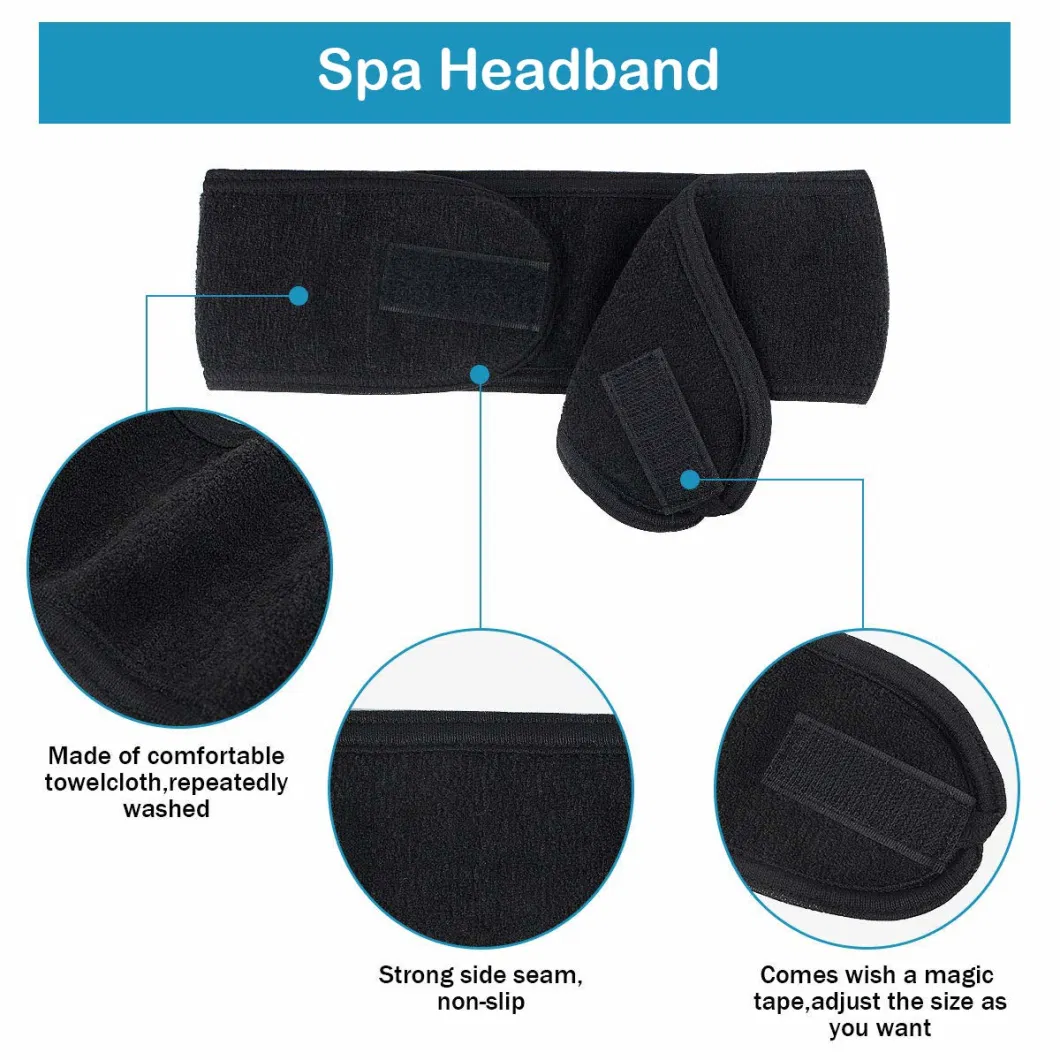 Factory Direct Low MOQ High Quantity Adjustable SPA Headband for Customized Logo