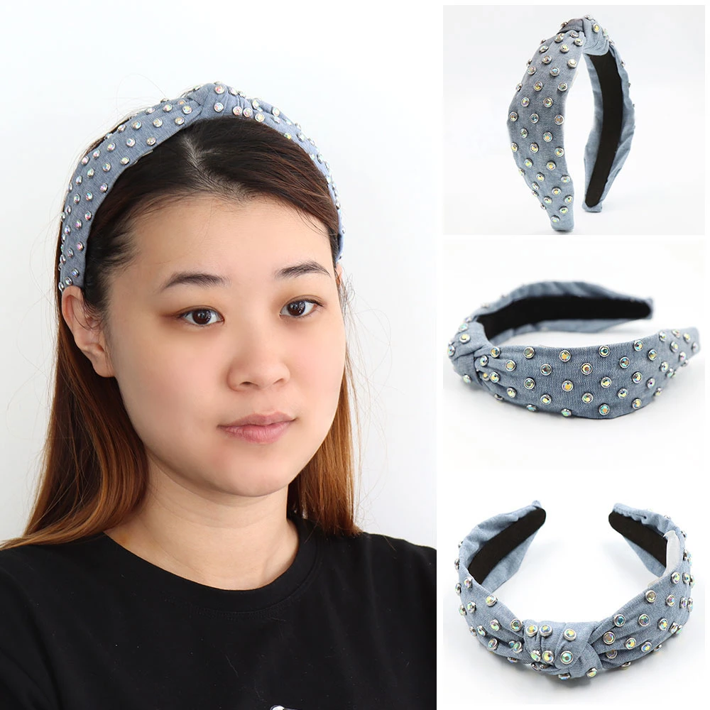 Hot Sale Full Drill Hair Accessories Bling Crystal Designer Head Band Diamond Sponge Rhinestone Headband for Women