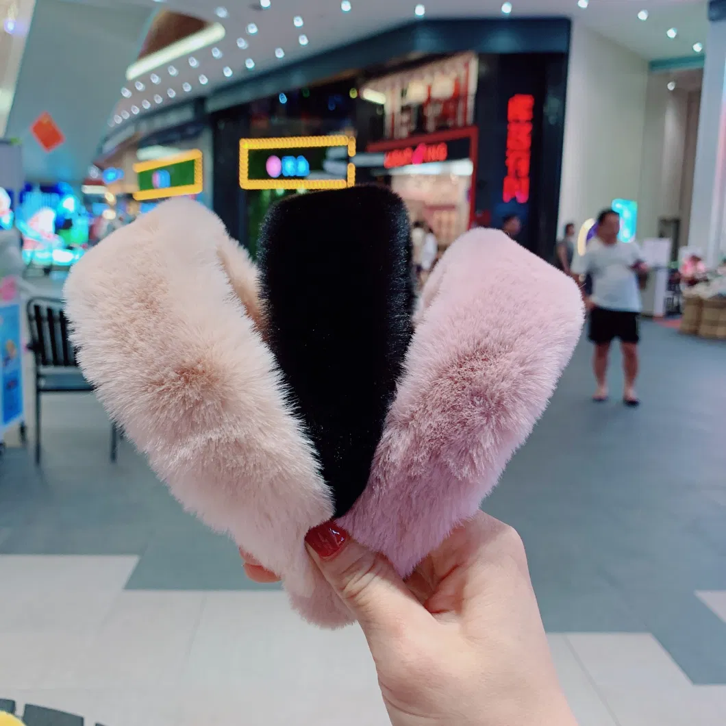 Fashion Women Warm Hair Accessories Solid Color Thick Winter Furry Headbands Wholesale Fur Headband for Girls