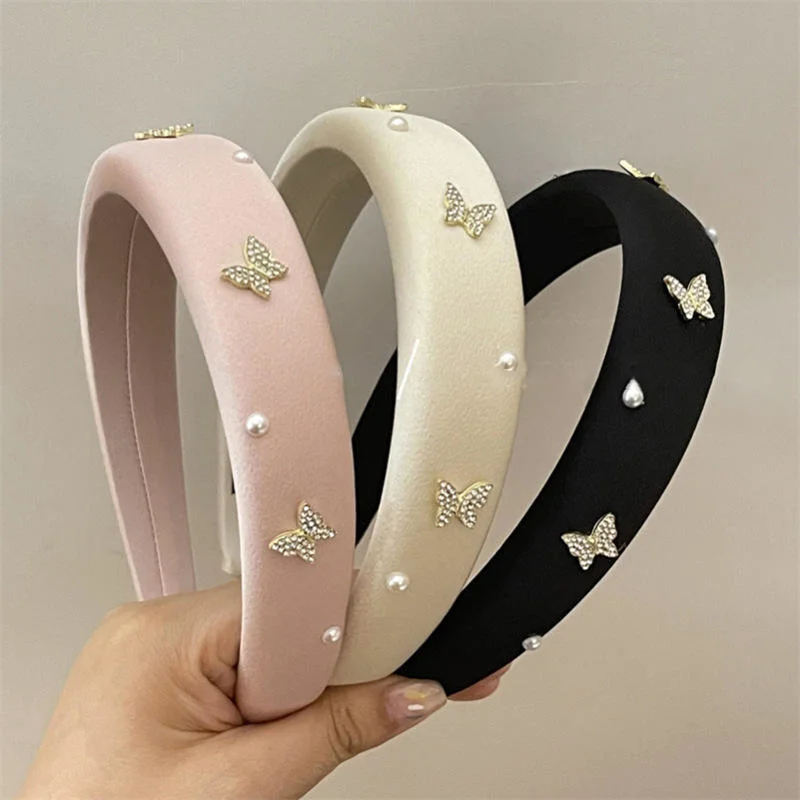 Pearl Butterfly Hair Hoop Fancy Headbands for Women Girls