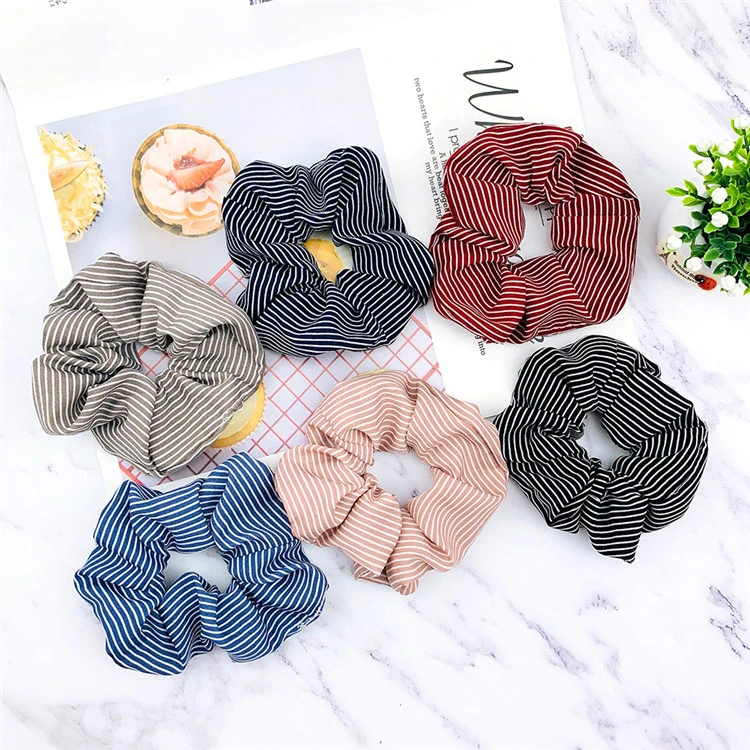 Factory Main Product Fashion Accessories Hair Band Stripe Printed Women Hair Scrunch