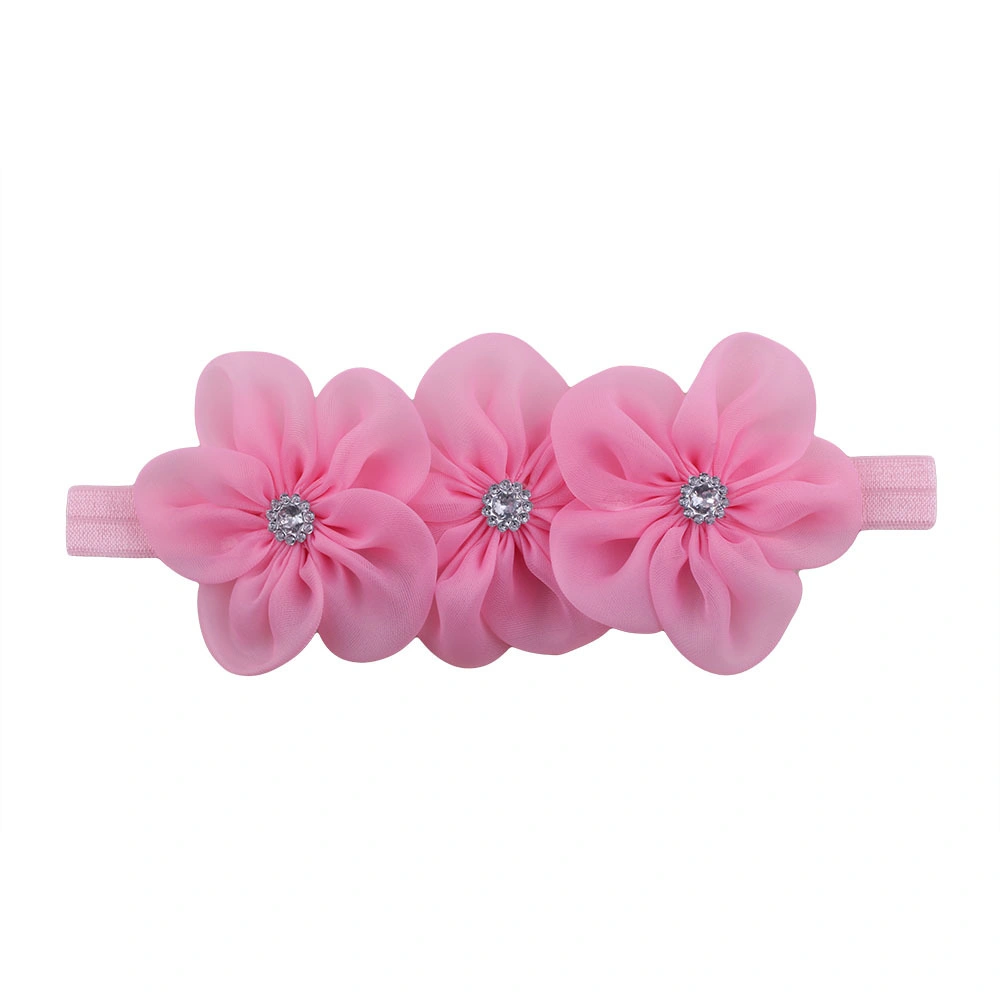 Wholesale Korean Fashion Kids Hot Selling Handmade Hair Accessories Baby Princess Chiffon Bow Headband Lace Flower Cute Elastic