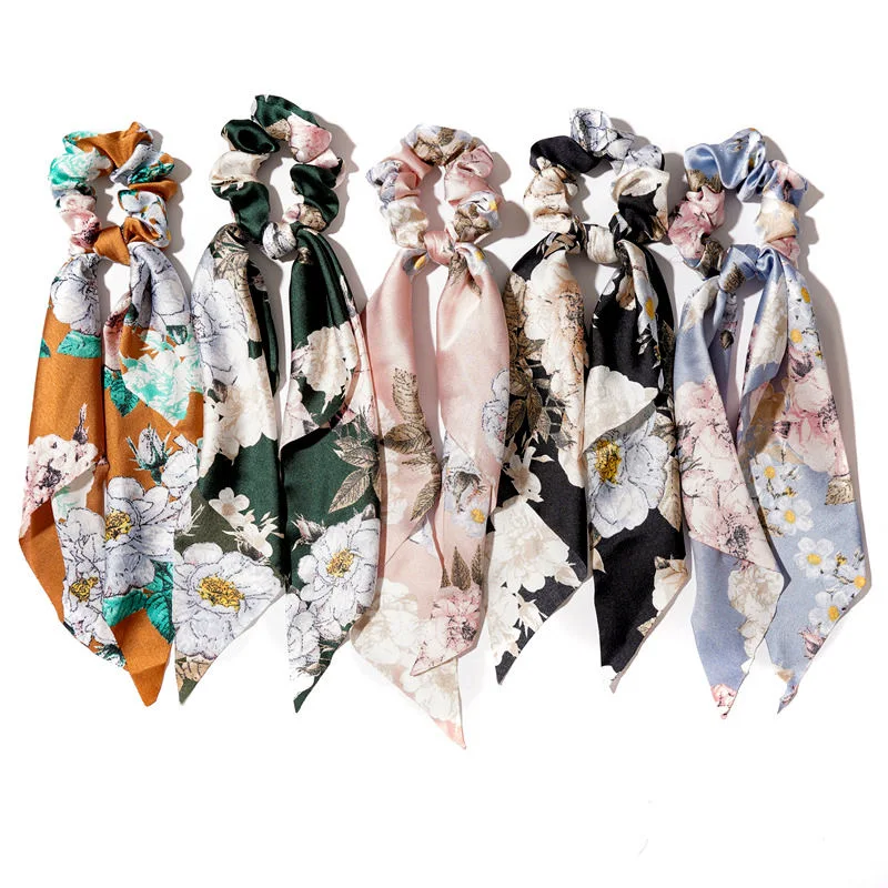 Fashionable Soft Hair Scarf Hair Ties Bowknot Ponytail Holders Chiffon Scarf