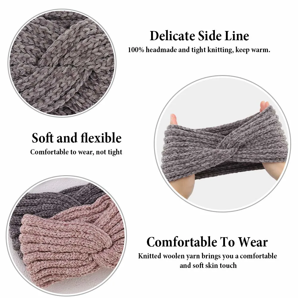 Hot Sales Solid Color Autumn Winter Fashion Knitted Winter Woman Elastic Headband Cute Hair Accessories