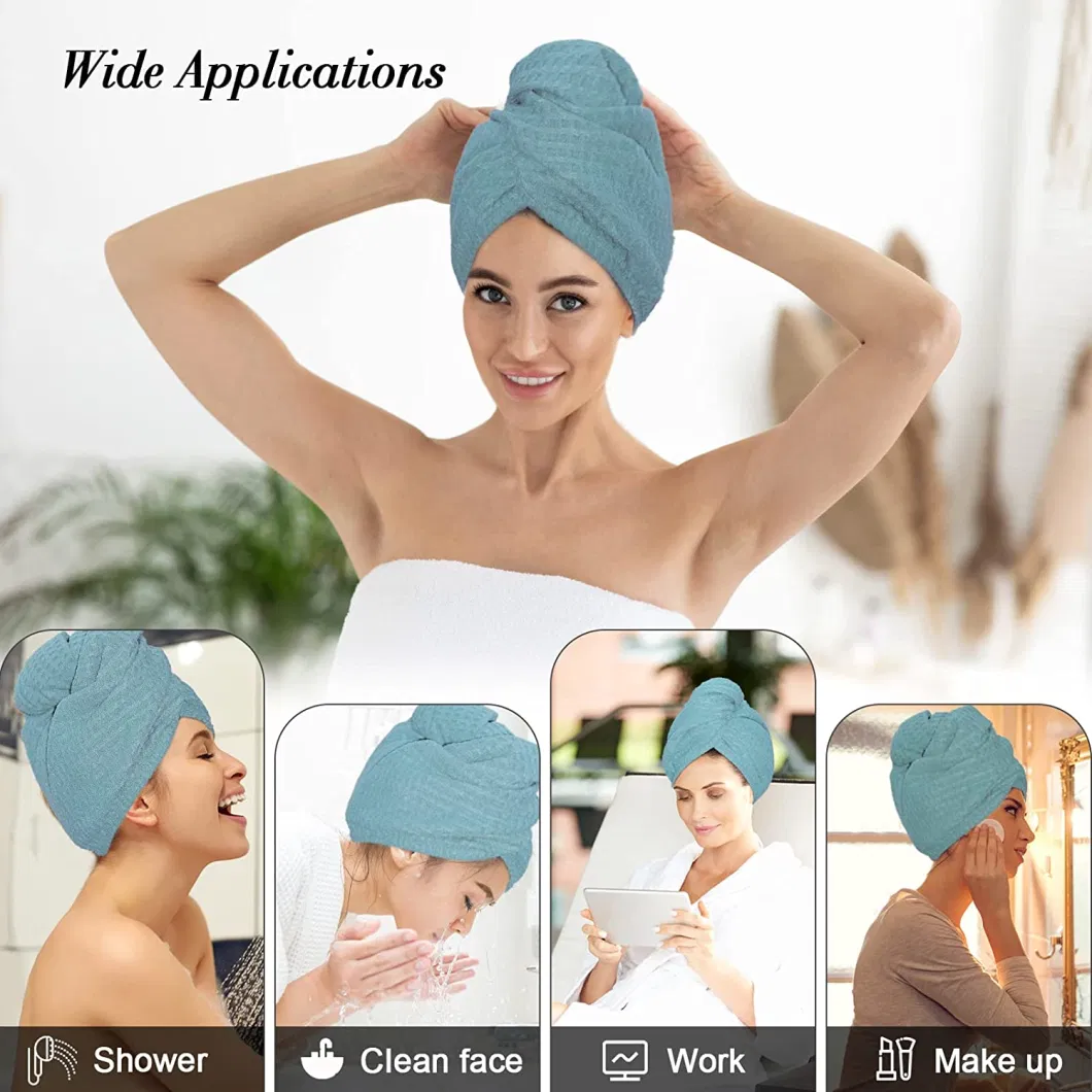 Fast Drying Microfiber Hair Turban Towel Headband Towel Hair Towel Microfiber Quick Magic Drying Wrap Turban Bath Shower Head Towel with Buttons