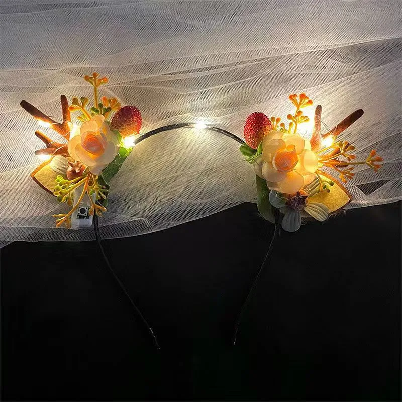 Christmas Hair Ornaments Headwear Toys Wholesale Holiday LED Hairband Girls Headband