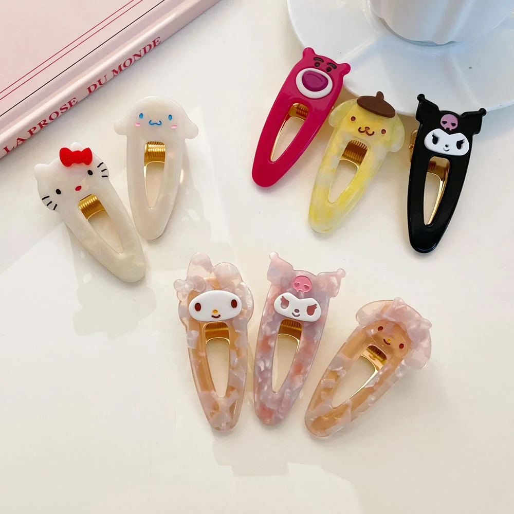 Fancy Cute Kids Baby Hair Clips Accessories Cellulose Acetate Metal Hello Kitty Hair Clips