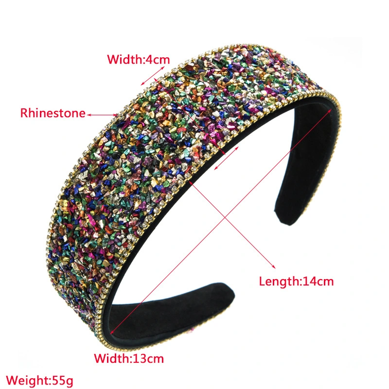 Custom Colorful Beaded Crystal Hair Band Headband Rhinestone Hair Accessory