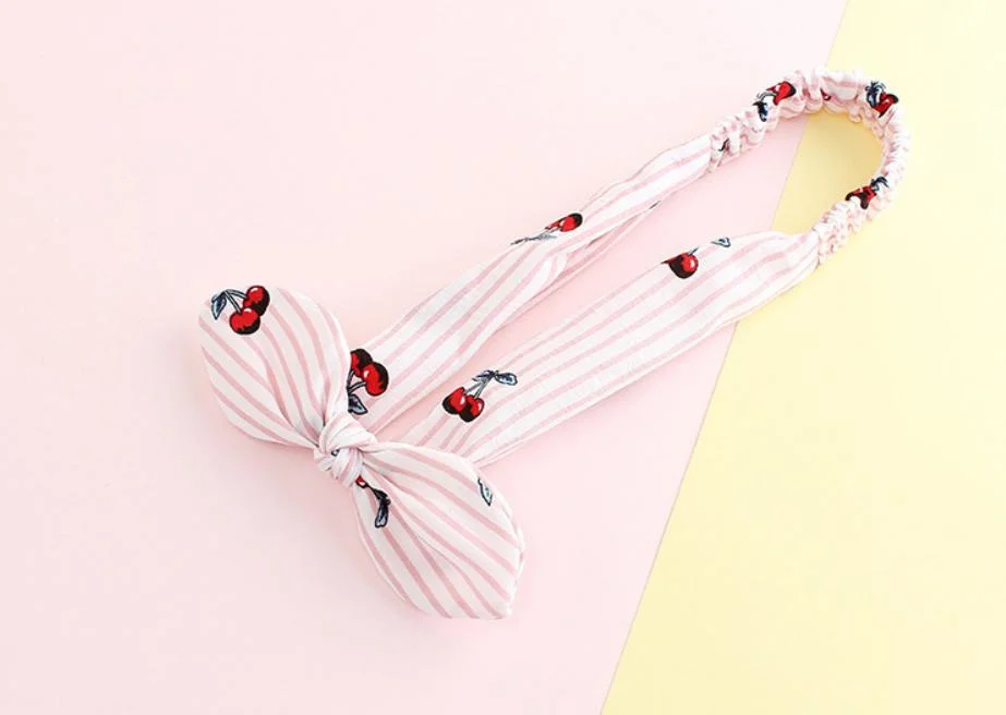 Promotional Fashion Cute Girls Printed Stretch Sport Bowknot Headband