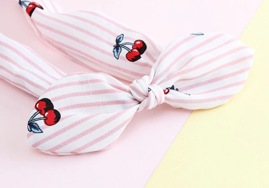 Promotional Fashion Cute Girls Printed Stretch Sport Bowknot Headband