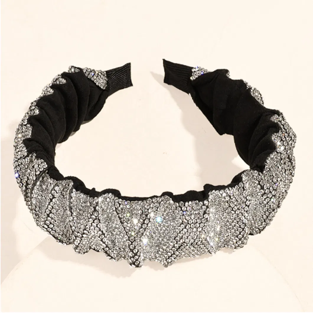 Large Full Drill Hair Hoop Colon Scrunchie Fold Insert Hairpin Hair Accessories Female Edge Clip Pressure Hair Hoop