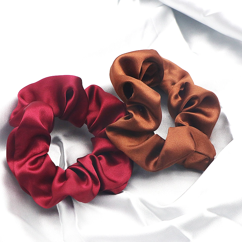 Custom Logo Print Recycled Fabric Shiny Matte RPET Satin Eco Oversized Scrunchies