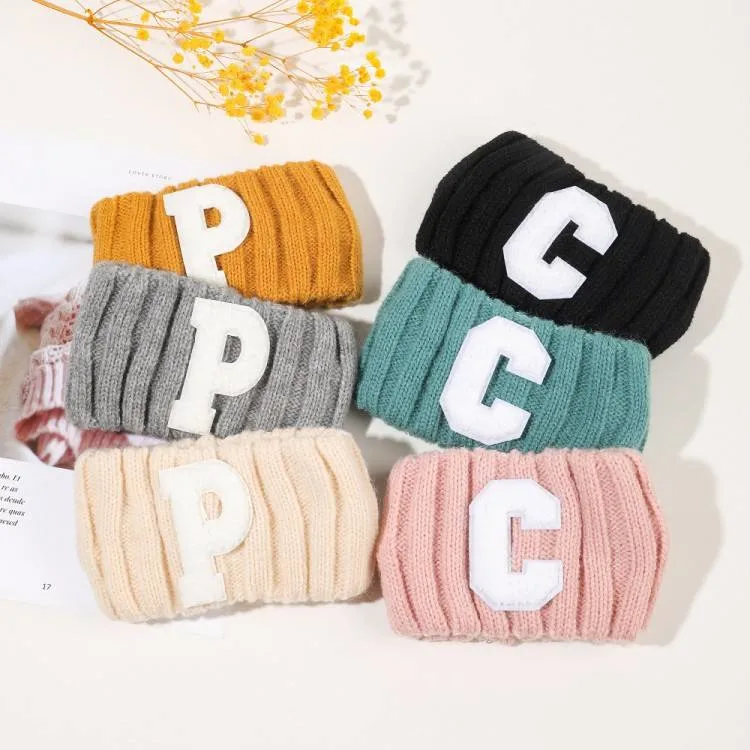 Fashion Warm Crochet Colorful Knitted Winter Headband Logo Winter Turban Headbands Women with Letter