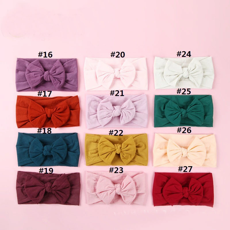 Big Bow Headband for Girls 2019 Solid Large Hair Bows Elastic Turban