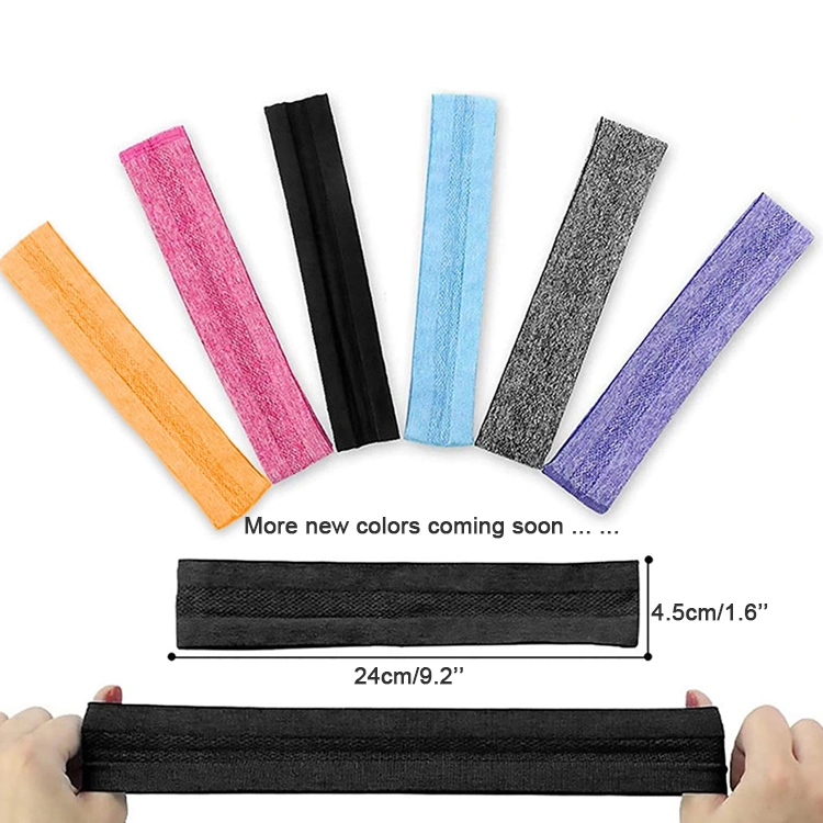 Amazon Hot-Sale Running Moisture-Wicking Headband, Elastic Yoga Tennis Sweat Absorption Hairband, Athletic Headbands with Anti-Skid Silicone Strips Wholesaler