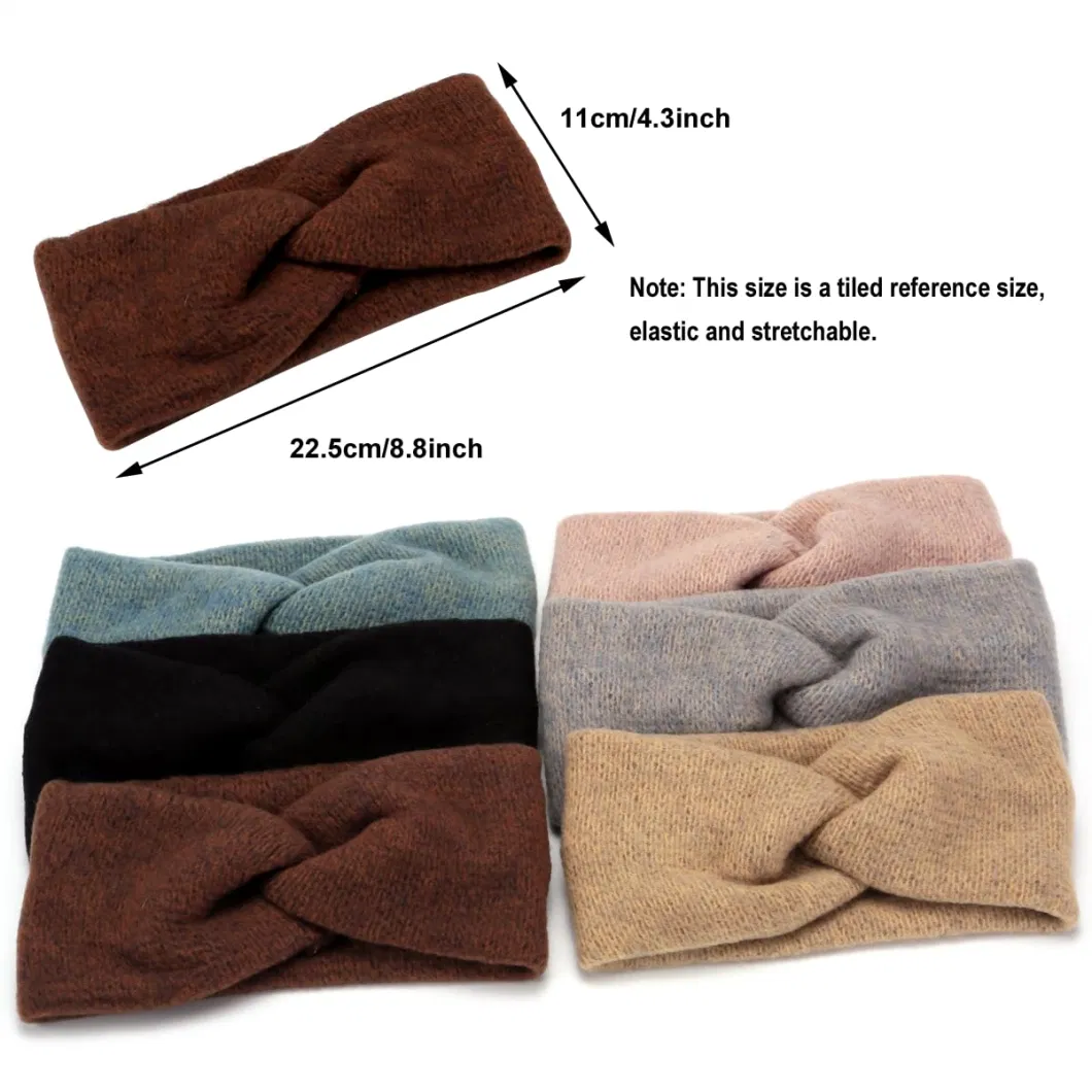 Cross-Border Wide Edge Knitted Wool Elastic Warm Cross Fashion Versatile Headband