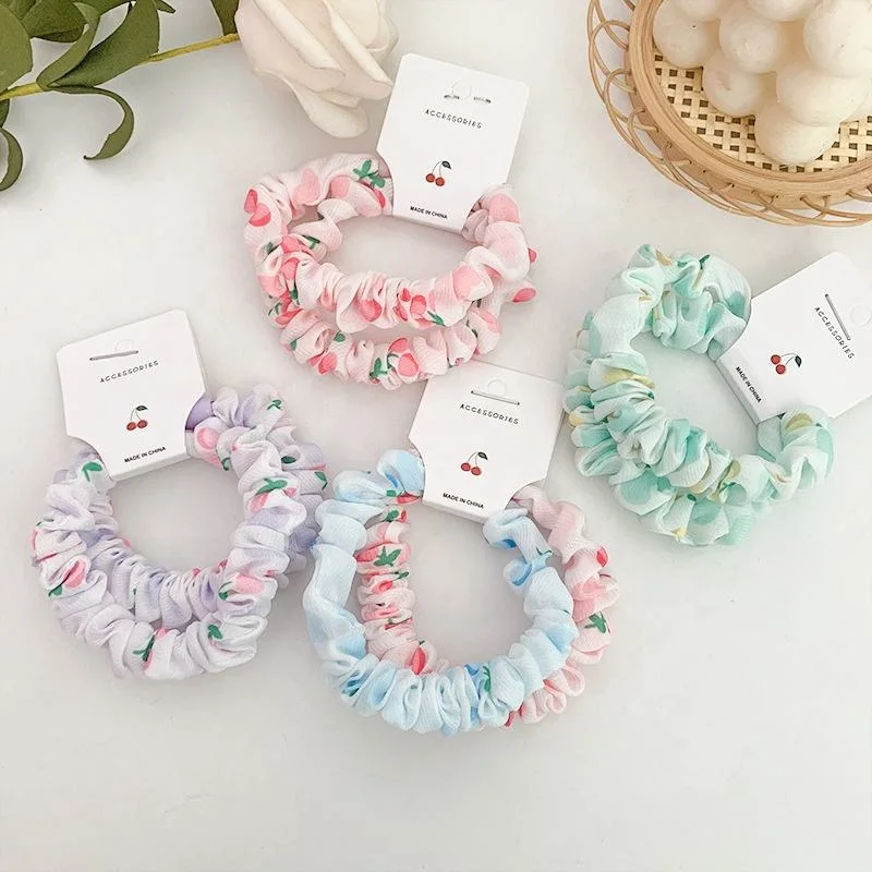 Custom Logo New Hair Tie Set Pure Color Cloth Head Rope Scrunchies Hairband Scrunchy Silk Elastic Hair Band for Women