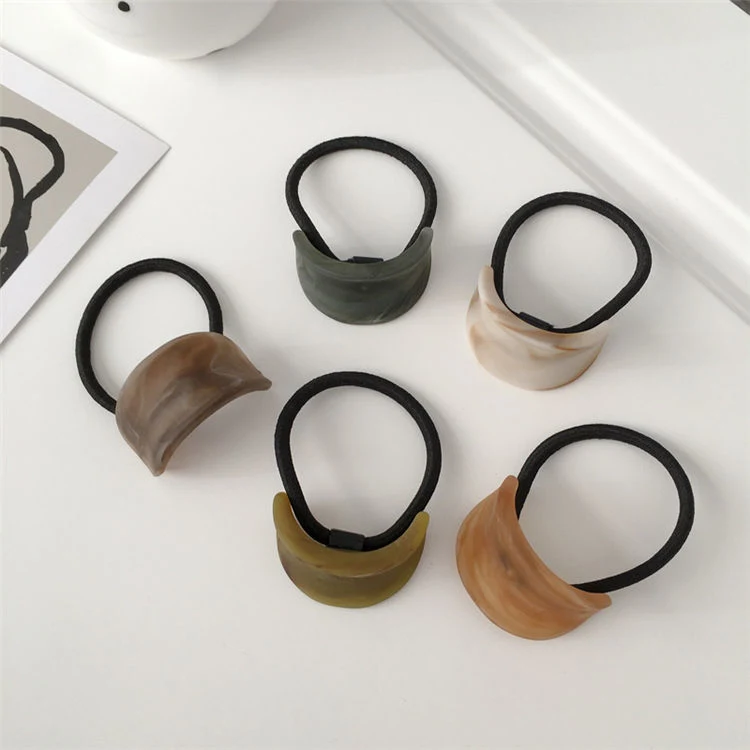 Fashion Women Accessories Matte Square Acetate Plastic Ponytail Hair Ties Elastic Rubber Hair Bands