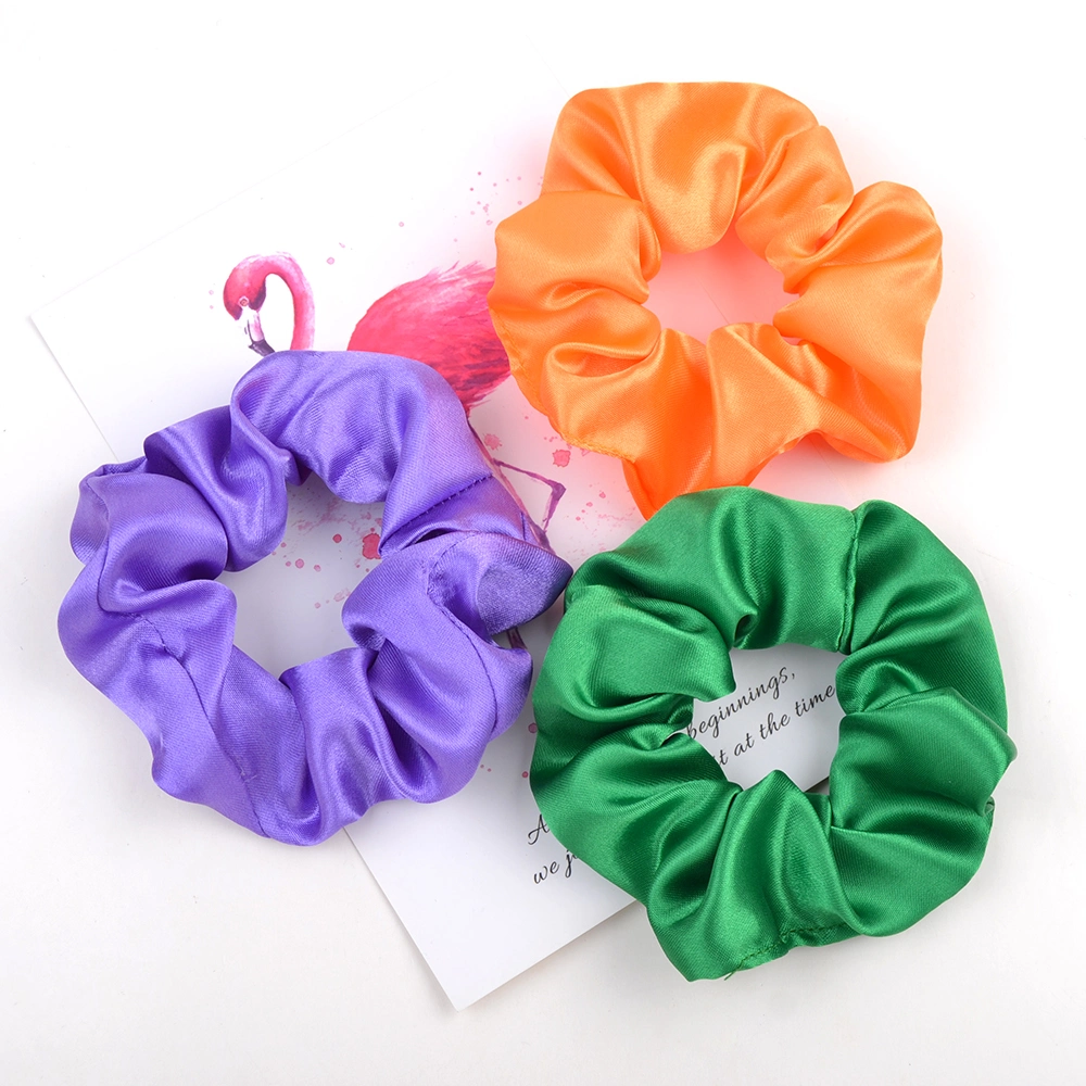 3.9 Inch Women Silk Scrunchie Elastic Handmade Multicolor Hair Band Ponytail Holder