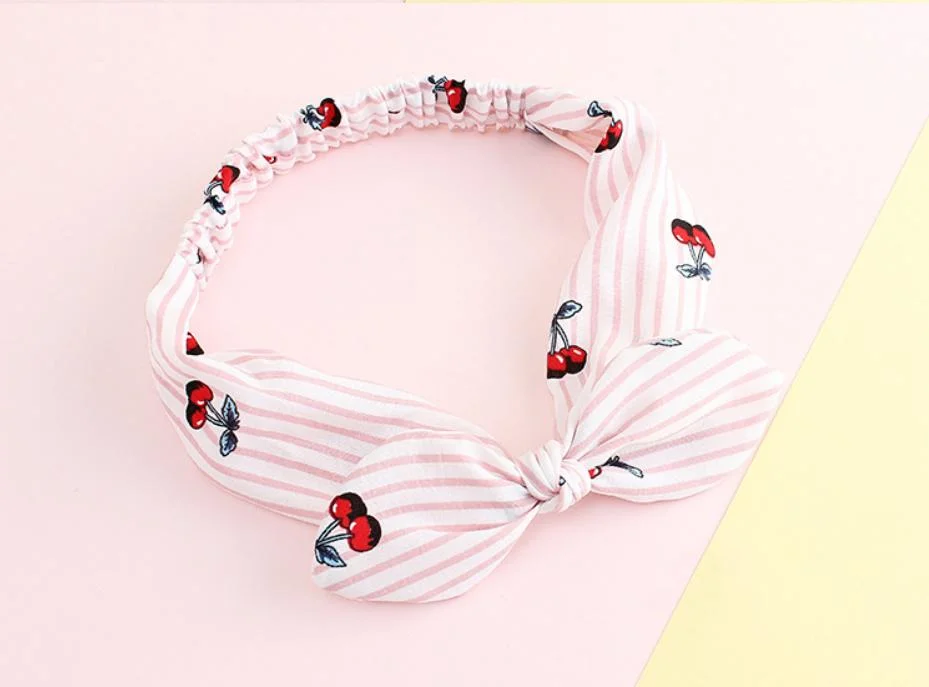 Promotional Fashion Cute Girls Printed Stretch Sport Bowknot Headband