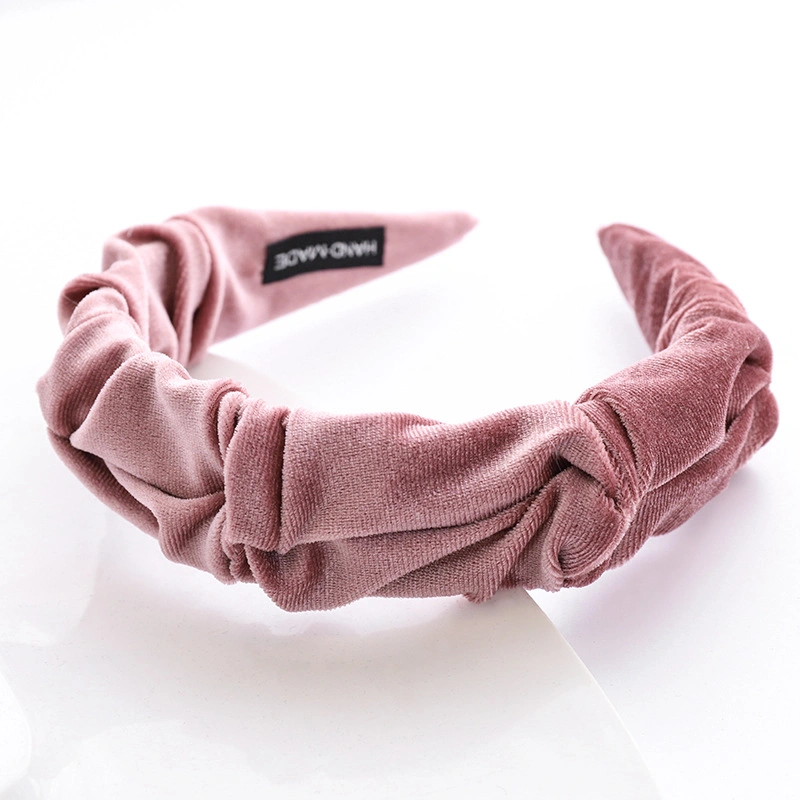 Fashion Jewelry Hair Accessories New Velvet Custom Fabric Cheap Scrunchies Pleated Headband