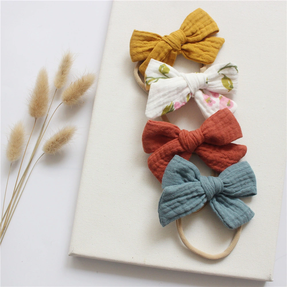 4 Baby Cotton Bow Headband Cute Set Headbands for Baby