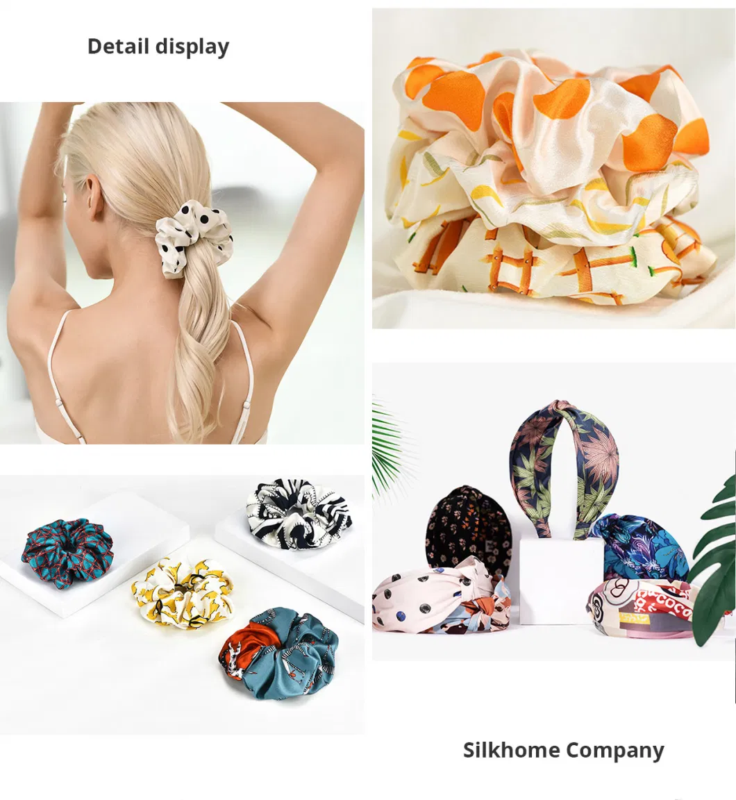 Manufacturer 6A Grade Pure Silk Fashion Custom Digital Printed Silk Hair Band with Custom Box