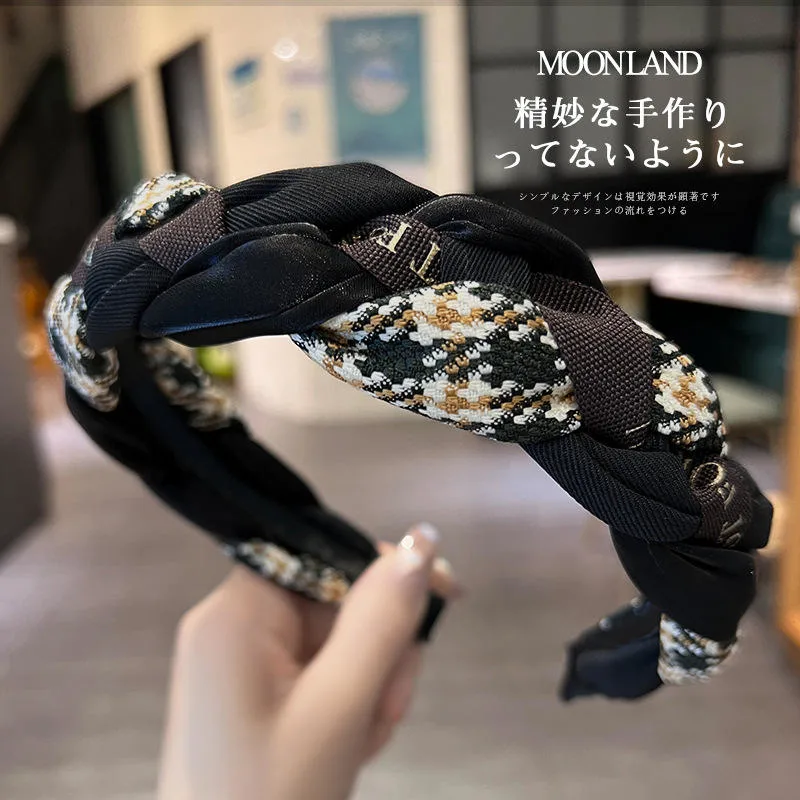 New Style Korean Retro College Style Headband Hairband Fashion Makeup Elastic Headband Twisted for Women Girls